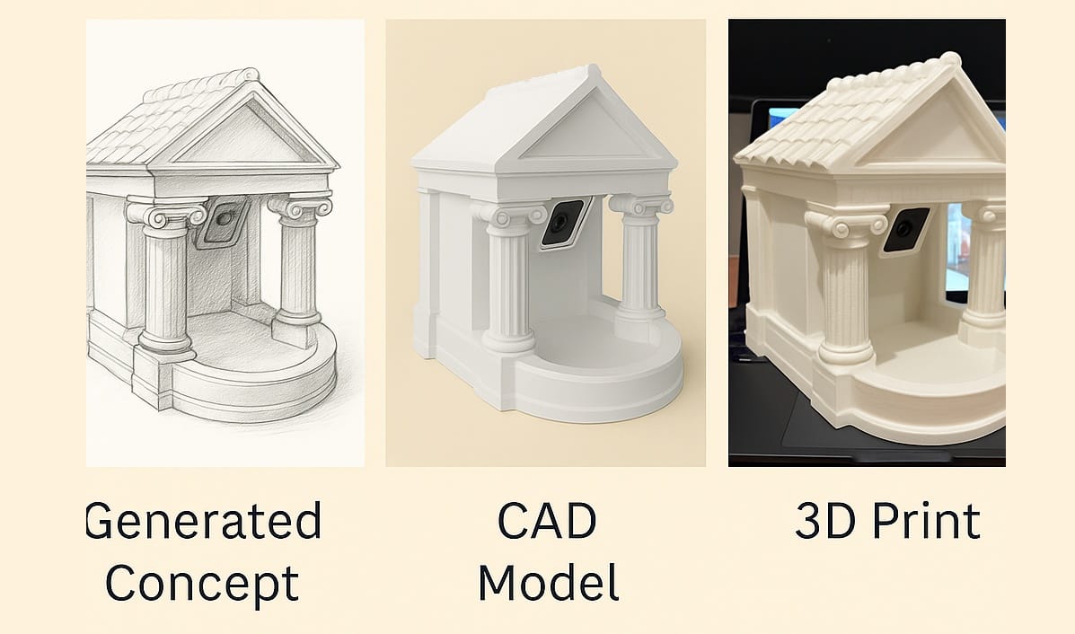 🏛️ Case Study: Designing a Roman-Inspired Bird Feeder with AI (ChatGPT + CAD)