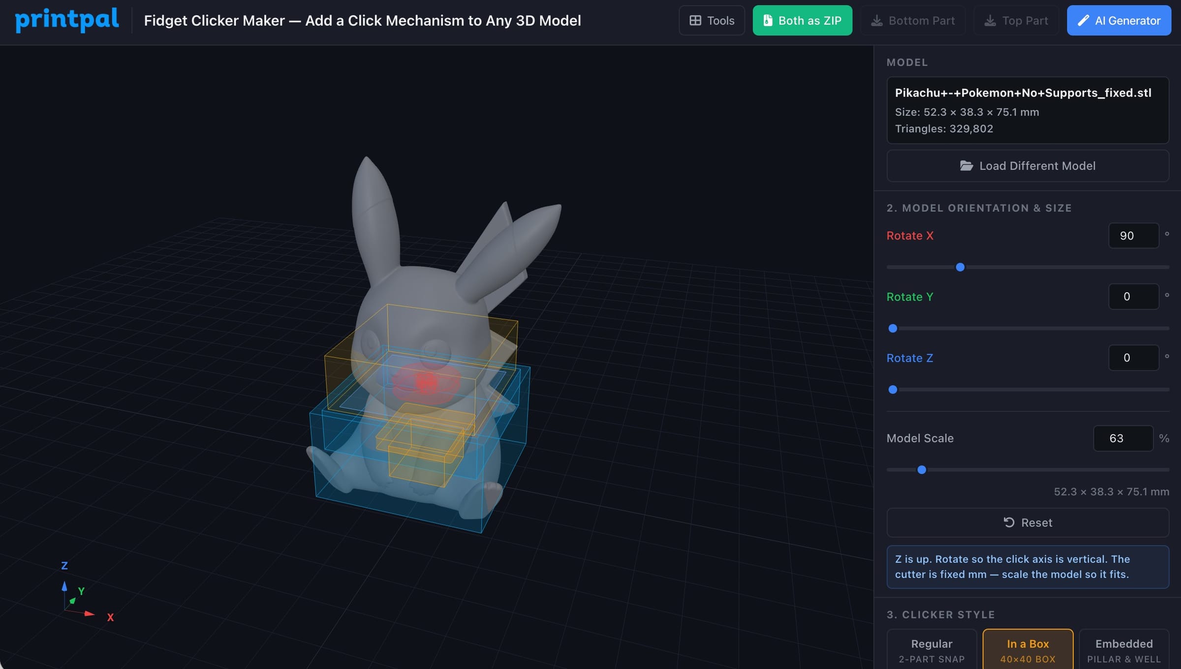 Fidget Clicker Maker: Add an MX-Style Click Mechanism to Any 3D Model